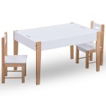 vidaXL Set masă cu scaune pentru copii cu tablă, 3 piese, negru și alb vidaXL Set masă cu scaune pentru copii cu tablă, 3 piese, negru și alb