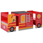 vidaXL Set masă și scaune copii, 3 piese, mașină de pompieri, lemn vidaXL Set masă și scaune copii, 3 piese, mașină de pompieri, lemn