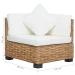 vidaXL Canapea de colț cu perne, ratan natural vidaXL Canapea de colț cu perne, ratan natural
