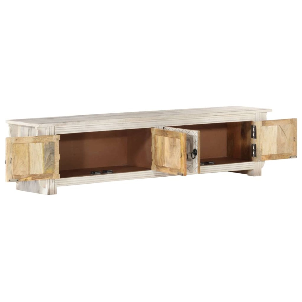 vidaXL Comodă TV, alb, 140 x 30 x 35 cm, lemn masiv de mango