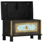 vidaXL Ladă de depozitare, negru, 80 x 40 x 45 cm, lemn masiv de mango vidaXL Ladă de depozitare, negru, 80 x 40 x 45 cm, lemn masiv de mango