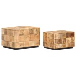 vidaXL Măsuțe de cafea, 2 buc., design bloc, lemn brut de mango