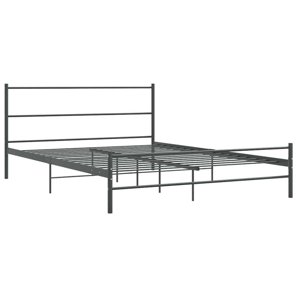 vidaXL Cadru de pat fără saltea, gri, 140 x 200 cm, metal