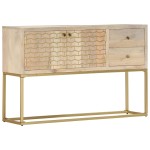 vidaXL Dulap, auriu, 120 x 30 x 75 cm, lemn masiv de mango