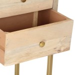 vidaXL Dulap, auriu, 120 x 30 x 75 cm, lemn masiv de mango