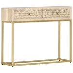 vidaXL Masă consolă, auriu, 90 x 30 x 75 cm, lemn masiv de mango vidaXL Masă consolă, auriu, 90 x 30 x 75 cm, lemn masiv de mango
