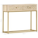 vidaXL Masă consolă, auriu, 90 x 30 x 75 cm, lemn masiv de mango vidaXL Masă consolă, auriu, 90 x 30 x 75 cm, lemn masiv de mango