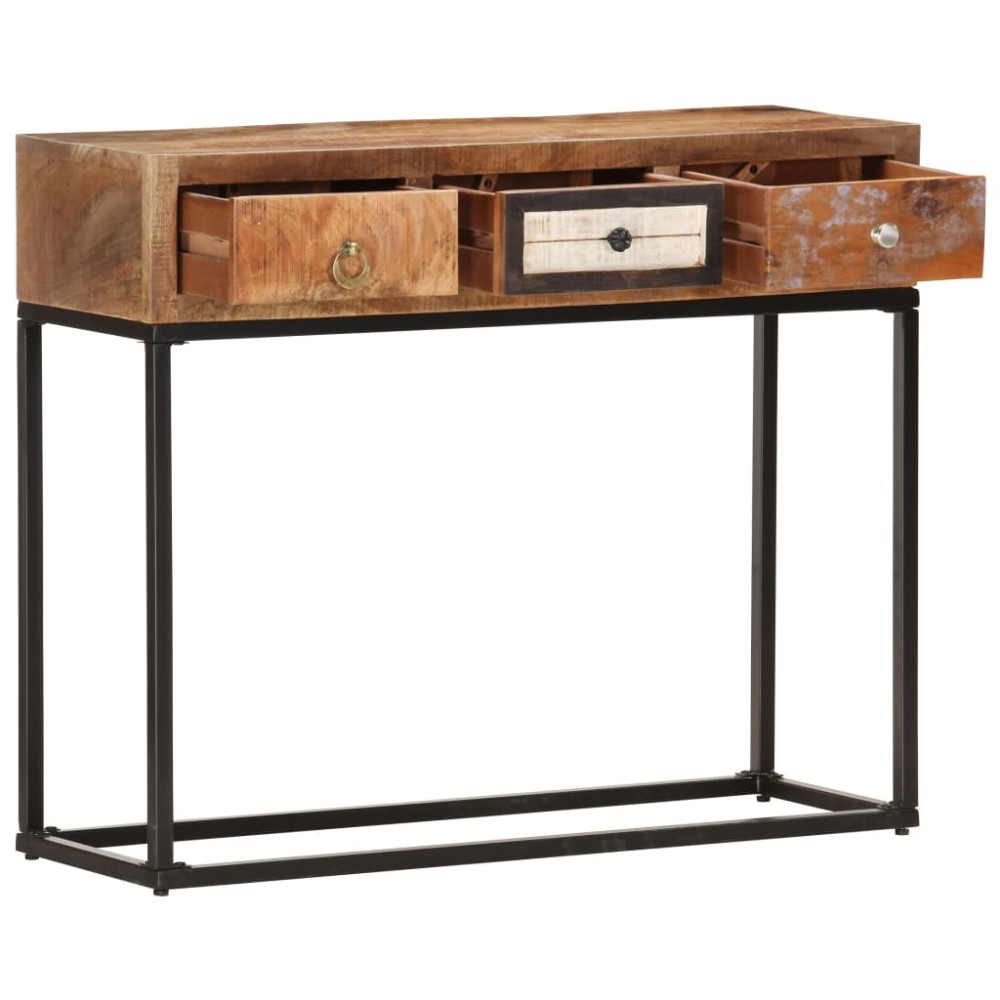 vidaXL Masă consolă, auriu, 90 x 30 x 75 cm, lemn masiv reciclat