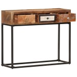 vidaXL Masă consolă, auriu, 90 x 30 x 75 cm, lemn masiv reciclat vidaXL Masă consolă, auriu, 90 x 30 x 75 cm, lemn masiv reciclat