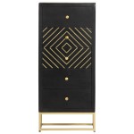 vidaXL Dulap cu sertare, negru și auriu, 45x30x105 cm, lemn de mango vidaXL Dulap cu sertare, negru și auriu, 45x30x105 cm, lemn de mango