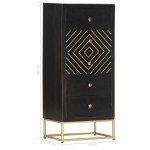 vidaXL Dulap cu sertare, negru și auriu, 45x30x105 cm, lemn de mango vidaXL Dulap cu sertare, negru și auriu, 45x30x105 cm, lemn de mango