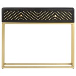 vidaXL Masă consolă, negru și auriu, 90x30x75 cm, lemn masiv de mango vidaXL Masă consolă, negru și auriu, 90x30x75 cm, lemn masiv de mango
