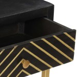 vidaXL Masă consolă, negru și auriu, 90x30x75 cm, lemn masiv de mango vidaXL Masă consolă, negru și auriu, 90x30x75 cm, lemn masiv de mango