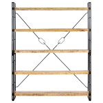 vidaXL Bibliotecă cu 5 rafturi, 140 x 30 x 180 cm, lemn masiv de mango