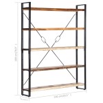 vidaXL Bibliotecă cu 5 rafturi, 140 x 30 x 180 cm, lemn masiv reciclat