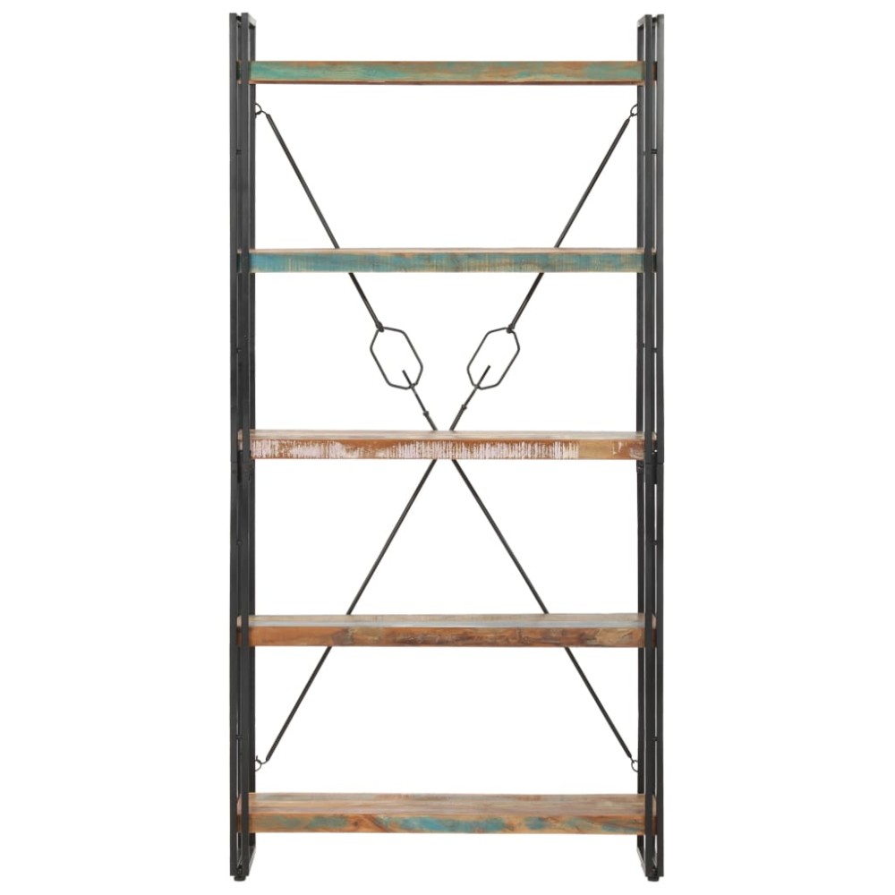 vidaXL Bibliotecă cu 5 rafturi, 90 x 30 x 180 cm, lemn masiv reciclat