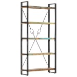 vidaXL Bibliotecă cu 5 rafturi, 90 x 30 x 180 cm, lemn masiv reciclat