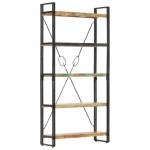 vidaXL Bibliotecă cu 5 rafturi, 90 x 30 x 180 cm, lemn masiv reciclat