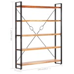 vidaXL Bibliotecă cu 5 rafturi, 140x30x180 cm, lemn masiv de acacia