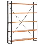 vidaXL Bibliotecă cu 5 rafturi, 140x30x180 cm, lemn masiv de acacia