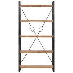 vidaXL Bibliotecă cu 5 rafturi, 90 x 30 x 180 cm, lemn masiv de acacia