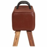 vidaXL Bancă Turnbock vintage cu mânere, piele naturală de capră