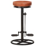 vidaXL Scaune de bar, 2 buc., negru și maro, piele naturală de capră vidaXL Scaune de bar, 2 buc., negru și maro, piele naturală de capră