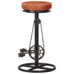 vidaXL Scaune de bar, 2 buc., negru și maro, piele naturală de capră vidaXL Scaune de bar, 2 buc., negru și maro, piele naturală de capră