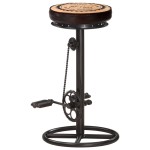 vidaXL Scaune de bar imprimeu pânză 2 buc. negru & maro piele naturală vidaXL Scaune de bar imprimeu pânză 2 buc. negru & maro piele naturală