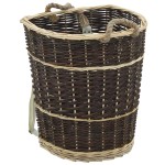 vidaXL Coș lemne foc curele de transport, natural 44,5x37x50 cm salcie vidaXL Coș lemne foc curele de transport, natural 44,5x37x50 cm salcie