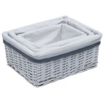 vidaXL Set de coșuri suprapuse, 3 piese, alb, salcie vidaXL Set de coșuri suprapuse, 3 piese, alb, salcie