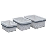vidaXL Set de coșuri suprapuse, 3 piese, alb, salcie vidaXL Set de coșuri suprapuse, 3 piese, alb, salcie