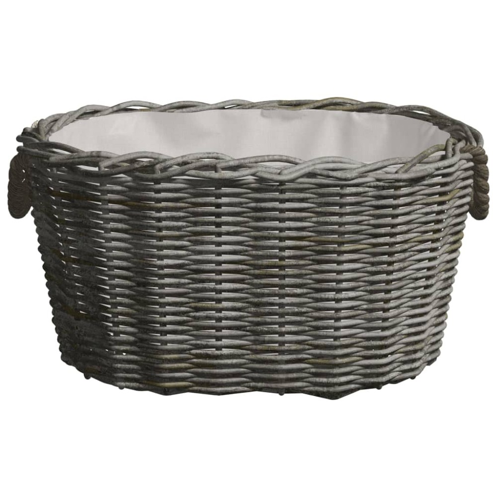 vidaXL Coș pentru lemne de foc cu mânere, gri, 59x42x28 cm, salcie