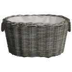 vidaXL Coș pentru lemne de foc cu mânere, gri, 59x42x28 cm, salcie vidaXL Coș pentru lemne de foc cu mânere, gri, 59x42x28 cm, salcie