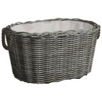 vidaXL Coș pentru lemne de foc cu mânere, gri, 59x42x28 cm, salcie vidaXL Coș pentru lemne de foc cu mânere, gri, 59x42x28 cm, salcie