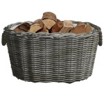vidaXL Coș pentru lemne de foc cu mânere, gri, 59x42x28 cm, salcie vidaXL Coș pentru lemne de foc cu mânere, gri, 59x42x28 cm, salcie