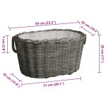 vidaXL Coș pentru lemne de foc cu mânere, gri, 59x42x28 cm, salcie vidaXL Coș pentru lemne de foc cu mânere, gri, 59x42x28 cm, salcie