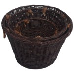 vidaXL Set coșuri pentru lemne de foc stivuibile, maro închis, răchită vidaXL Set coșuri pentru lemne de foc stivuibile, maro închis, răchită