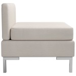 vidaXL Canapea de mijloc modulară cu pernă, crem, material textil