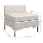 vidaXL Canapea de mijloc modulară cu pernă, crem, material textil