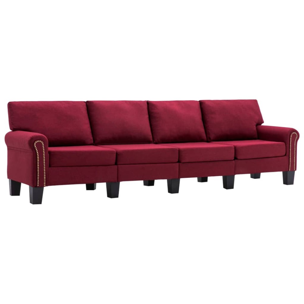 vidaXL Canapea cu 4 locuri, roșu vin, material textil