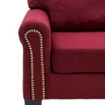 vidaXL Canapea cu 4 locuri, roșu vin, material textil