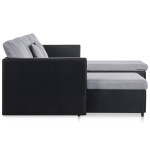 vidaXL Canapea extensibilă cu 4 locuri, negru, piele ecologică