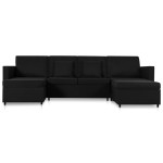 vidaXL Canapea extensibilă cu 4 locuri, negru, material textil