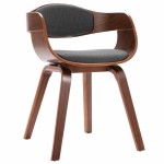 vidaXL Scaune de bucătărie, 2 buc., lemn curbat și material textil gri