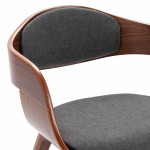 vidaXL Scaune de bucătărie, 2 buc., lemn curbat și material textil gri