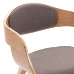 vidaXL Scaune de bucătărie, 2 buc., gri taupe, lemn curbat și textil