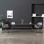 vidaXL Scaun de sufragerie pivotant, gri, material textil vidaXL Scaun de sufragerie pivotant, gri, material textil
