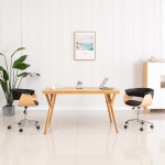 vidaXL Scaun de bucătărie pivotant negru lemn curbat & piele ecologică vidaXL Scaun de bucătărie pivotant negru lemn curbat & piele ecologică