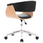 vidaXL Scaun de bucătărie pivotant negru lemn curbat & piele ecologică vidaXL Scaun de bucătărie pivotant negru lemn curbat & piele ecologică